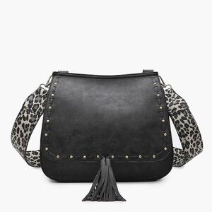JEN&CO. Animal Print Guitar Contrast Strap Crossbody Bag - Shoulder Bag Bailey
